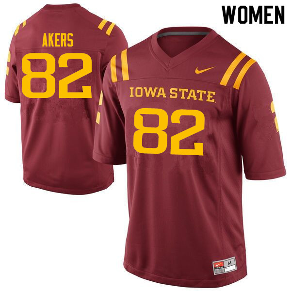 Women #82 Landen Akers Iowa State Cyclones College Football Jerseys Sale-Cardinal